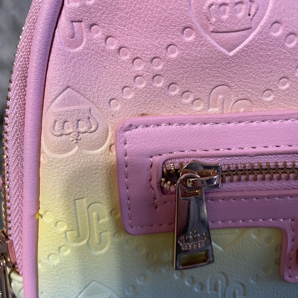 Juicy Couture Pink and Yellow Backpack with Wallet - Picture 4 of 12